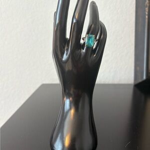 Blue and Brown Gemstone Ring with Dark Metal Band